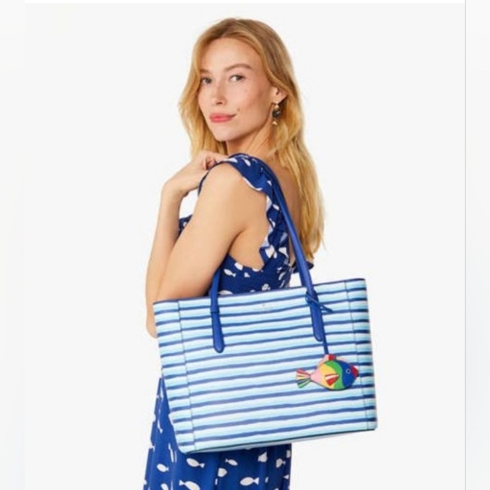 🔥 NWT Kate Spade ♠️ Wave Stripe Tote Bag & Wallet